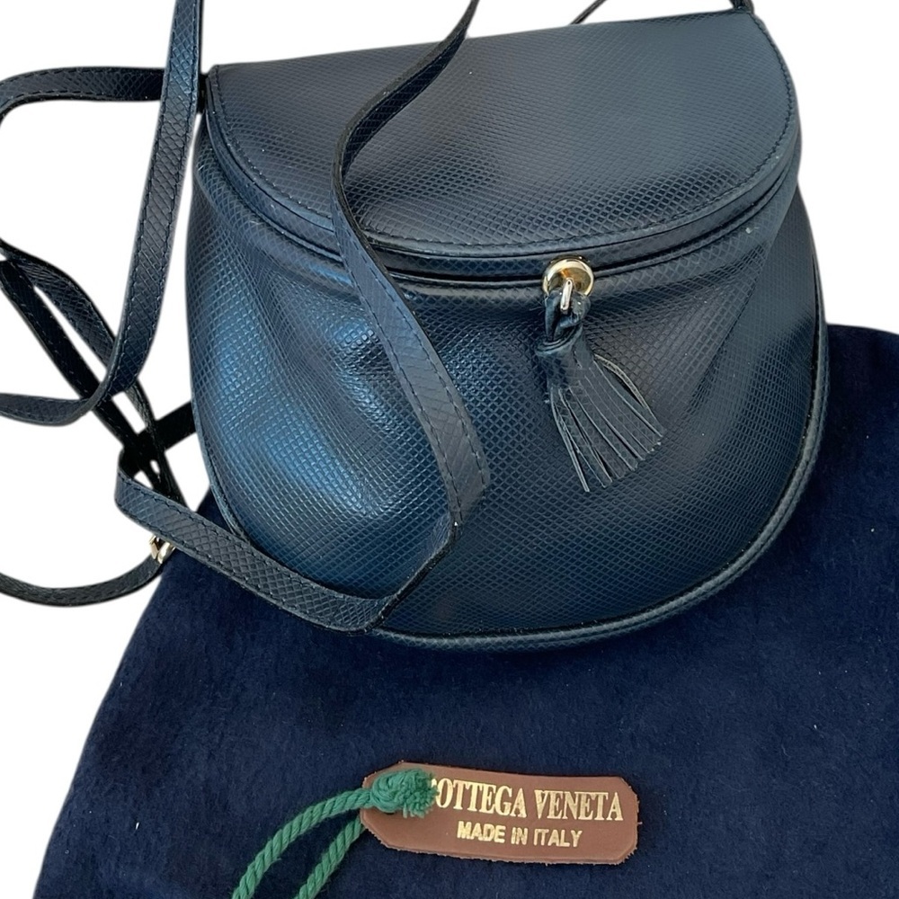 Vintage Bottega Veneta Blue Leather Crossbody AS IS w Dust Bag Mirror Italy - Picture 2 of 13